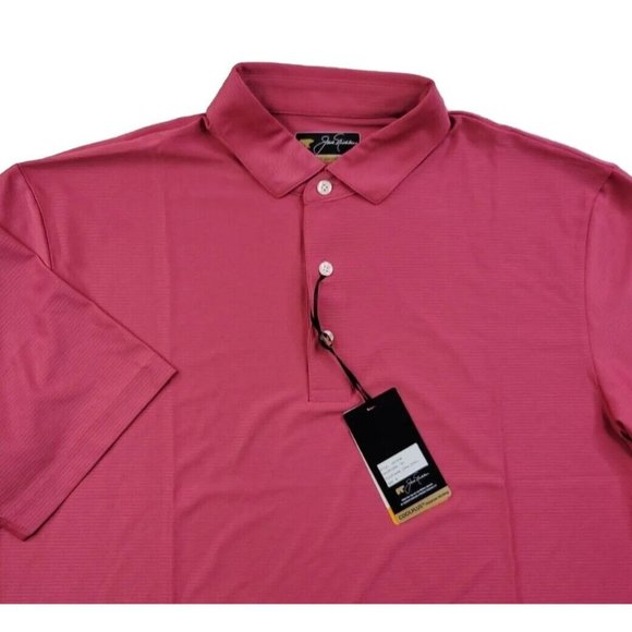 NEW Jack Nicklaus Cool Plus Men M Coral Pink Performance Golf Polo Wicking UPF - Picture 1 of 11